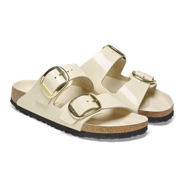 birkenstock sandalo arizona big buckle shine ecru 1026128
