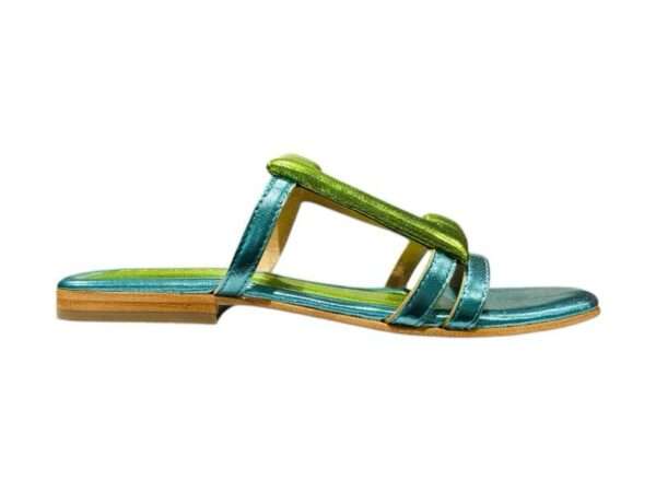 le chicche ciabatta donna flat 25702 blu-green
