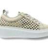 step sneaker donna nappa  traforata cream gold  256012 giselle