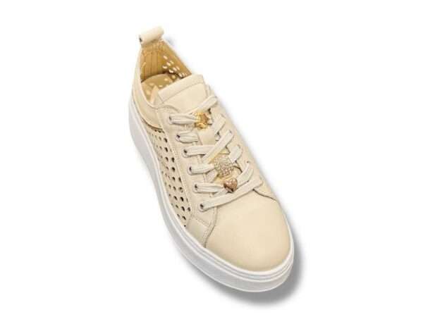 step sneaker donna nappa  traforata cream gold  256012 giselle