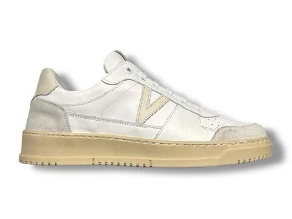 v2 brand sneaker uomo college bianco con inserto latte sucolbi