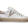 v2 brand sneaker uomo olympic pelle bianco con inserto scamosciato sabbia