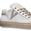 v2 brand sneaker uomo olympic pelle bianco con inserto scamosciato sabbia