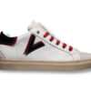 v2 brand sneaker uomo olympic v pelle bianco con inserto bicolor blu e rosso sbibotvvbl