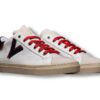 v2 brand sneaker uomo olympic v pelle bianco con inserto bicolor blu e rosso sbibotvvbl