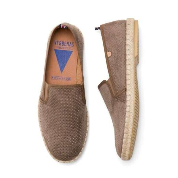 verbenas scarpa espadrillas uomo scamosciato traforato tom hole micro taupe