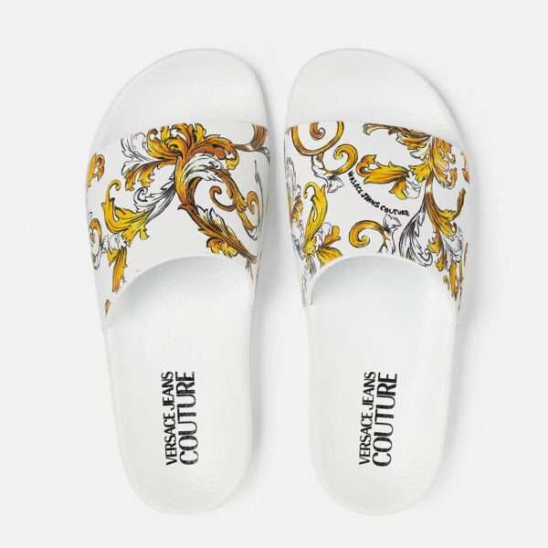 versace jeans couture ciabatta donna bianco logo baroque 78va3sq3 zs365 g03