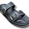 ekp sandalo donna 2 fasce pelle nero con miniborchie 3935k fusby
