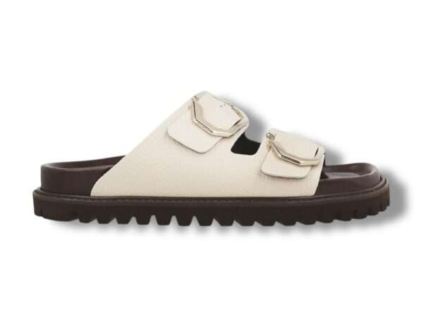 genuins sandalo donna 2 fibbie galia embossed leather chalk g106271