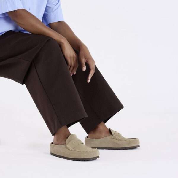 birkenstock sabot naples wrapped taupe 1029710 suede leather