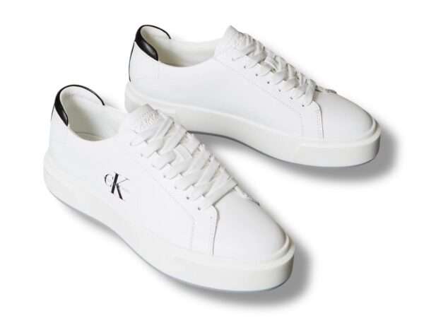 calvin klein sneaker donna basket cupsole laceup lth yw0yw01945 01w bright white black