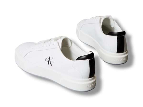 calvin klein sneaker donna basket cupsole laceup lth yw0yw01945 01w bright white black