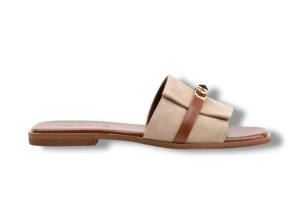 mosaic donna ciabatta padlock camoscio beige suola tan
