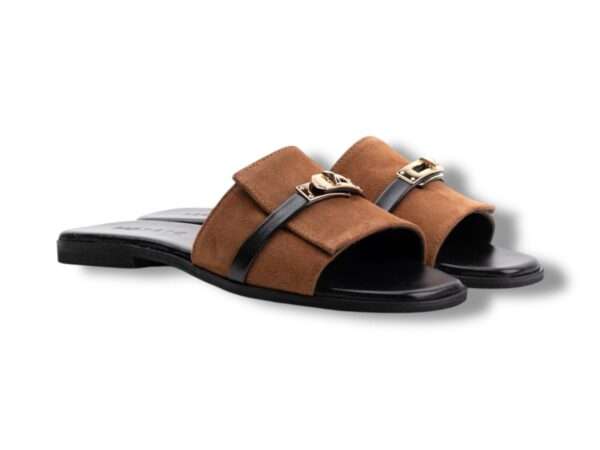 mosaic donna ciabatta padlock camoscio tan suola black