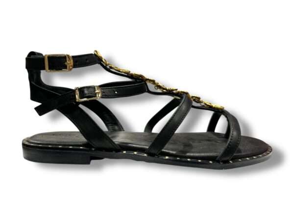 mosaic sandalo infradito donna 25399 black con accessorio oro