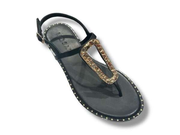 mosaic sandalo infradito donna 25414 black con accessorio oro