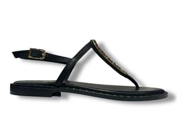 mosaic sandalo infradito donna 25414 black con accessorio oro