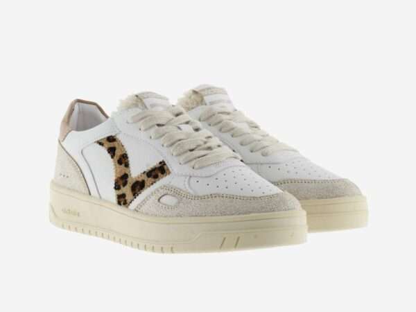 victoria sneakers donna seul pelle e stampa animale con linguetta in teddy 1257124-87 camel