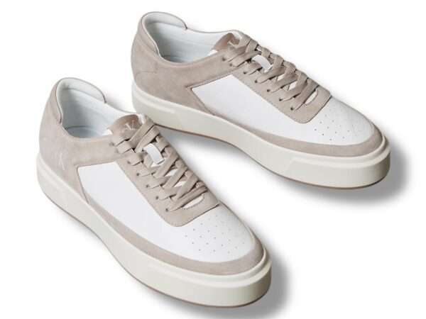 calvin klein sneakers uomo ym0ym013540k6 basket cupsole laceup lth su bright white light taupe
