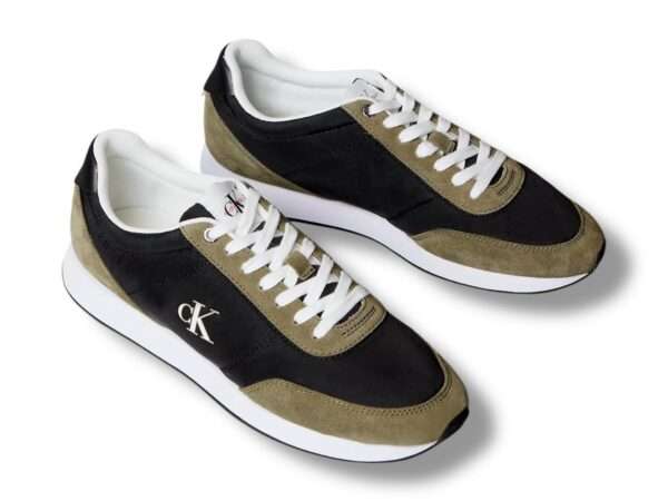 calvin klein sneakers uomo ym0ym0136101a retro runnere ess mix mat black capers bright white
