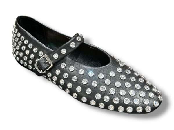 ekp scarpa ballerina mary jane pelle nero e strass 3624k parigi