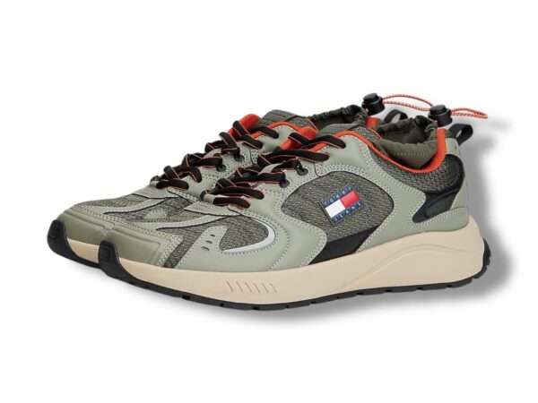 tommy hilfiger sneakers uomo em0em01620mrh pewter green tjm runner mix material