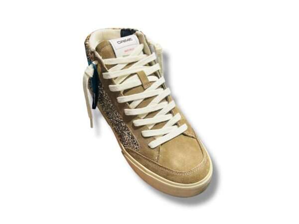 crime london sneaker donna sk8 recut high beige glitter oro 25177aa8.26