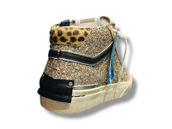 crime london sneaker donna sk8 recut high beige glitter oro 25177aa8.26