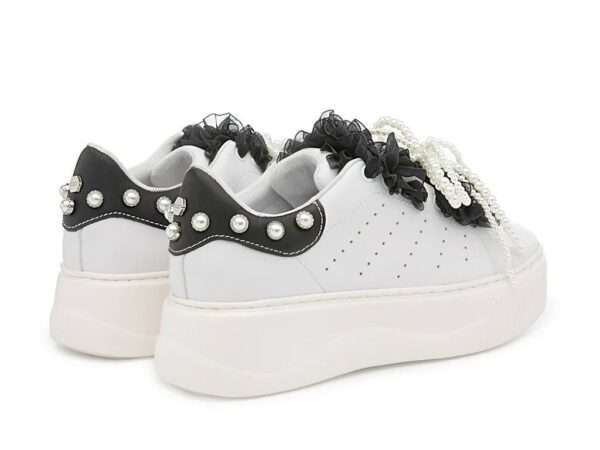 cult sneakers donna white black con rouches clw 463601 perry 4636 low w