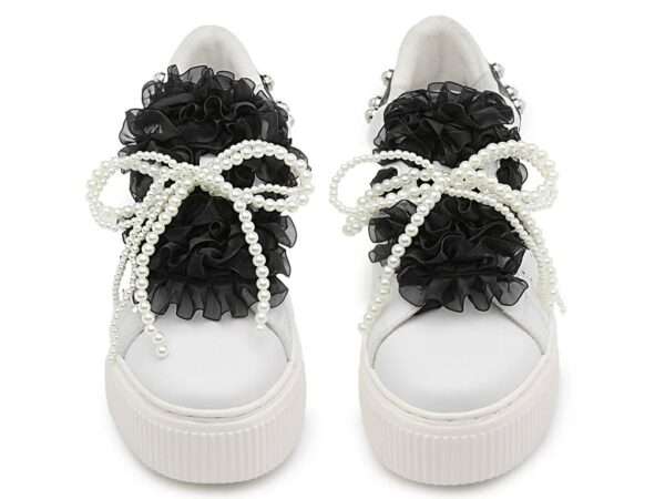 cult sneakers donna white black con rouches clw 463601 perry 4636 low w