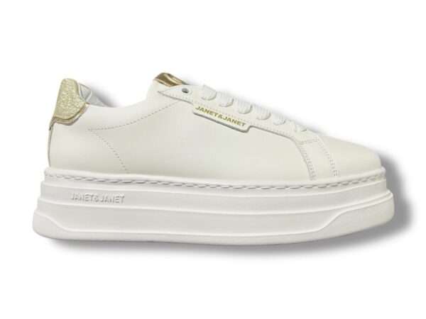 janetandjanet sneaker donna j-431 pelle white gold platino 470
