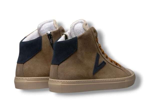 v2 brand sneaker alte uomo olympic mid tortora con retro e inserto blu suhiv2mo