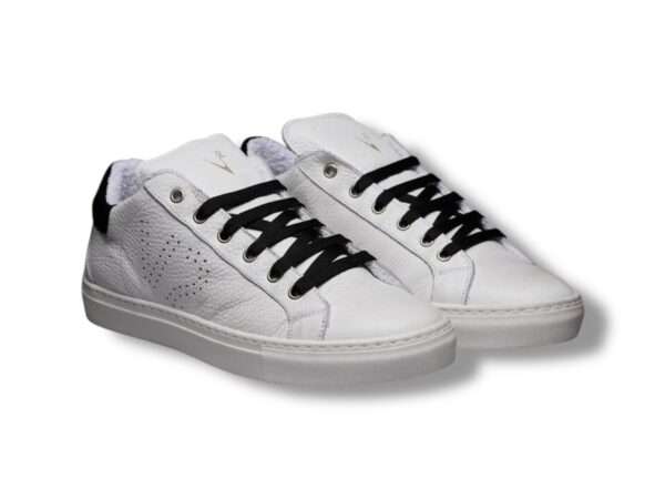 v2 brand sneaker uomo tennis a suola bassa bianca con retro e lacci nero