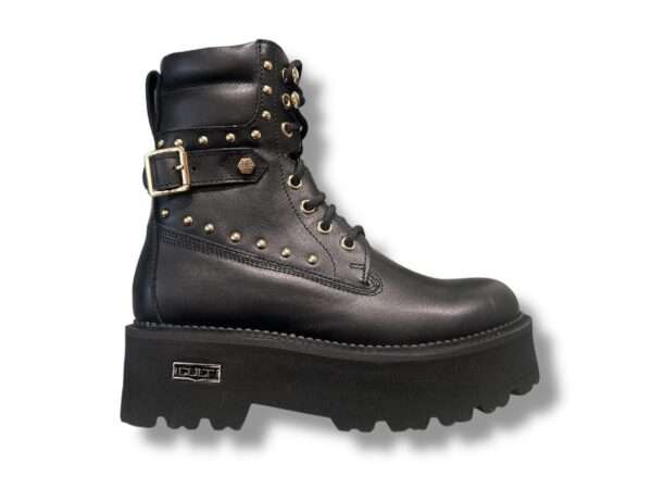 cult anfibio donna fibbie e borchie rocky 4641 mid w leather black gold studs clw464102