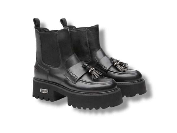 cult stivaletto beatles donna con nappe cher 4558 mid w leather black clw455800