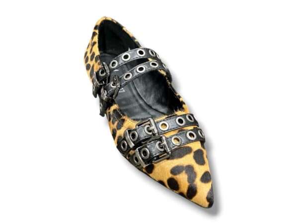 ekp ballerina donna mary jane 4 fibbie cavallino leopardo camel 3983-lory