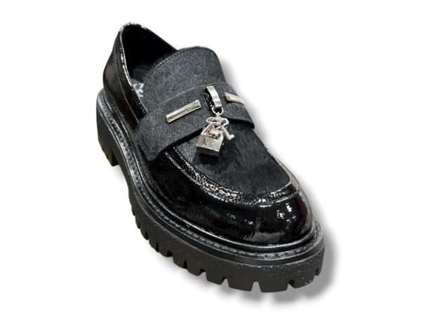 ekp mocassino donna c naplak nero con accessorio 3970-rock