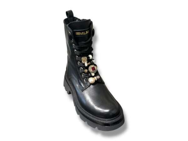 meline anfibio donna pelle nero con accessori e zip 104 acc-cl w-572