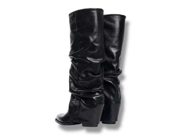 metisse stivale texano donna con risvolta e pieghe pelle rodeo nero xd2183