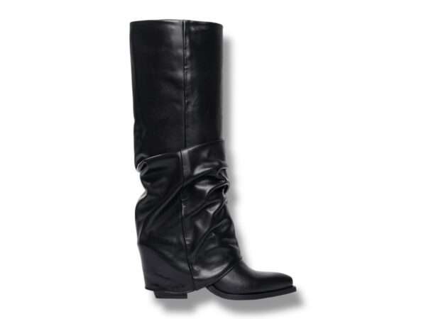 metisse stivale texano donna con risvolta e pieghe pelle rodeo nero xd2183