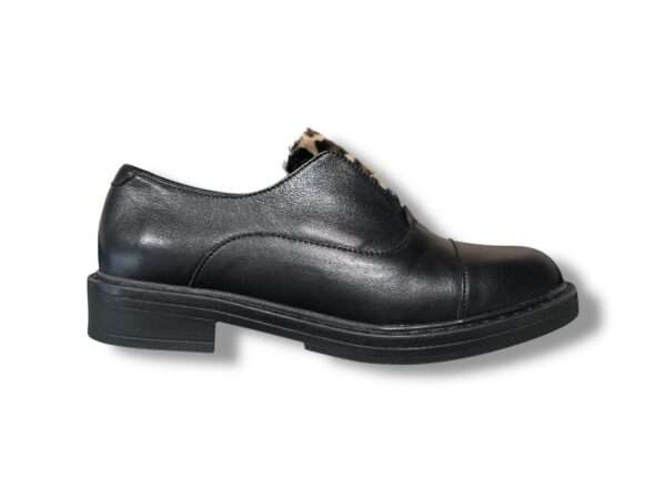 step scarpa donna slip on nappa black con linguetta cavallino maculato 263407