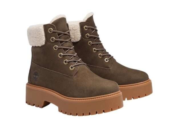 timberland a2pu6 donna stivale mid warm waterproof foderato con plateau stone street da donna in marrone scuro tb0a2pu6
