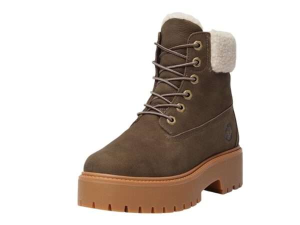 timberland a2pu6 donna stivale mid warm waterproof foderato con plateau stone street da donna in marrone scuro tb0a2pu6