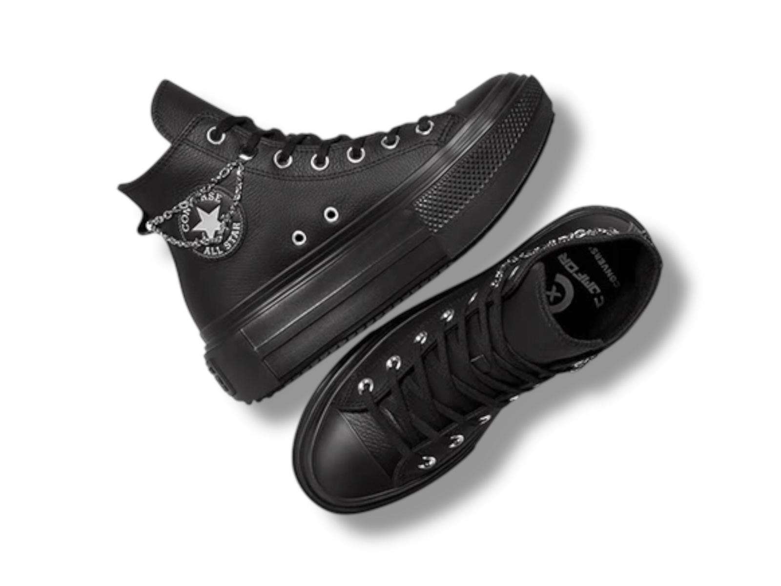 converse all star sneaker donna chuck taylor lift double stack platform chains black silver a15165c 2 converse all star sneaker donna chuck taylor lift double stack platform chains black silver a15165c