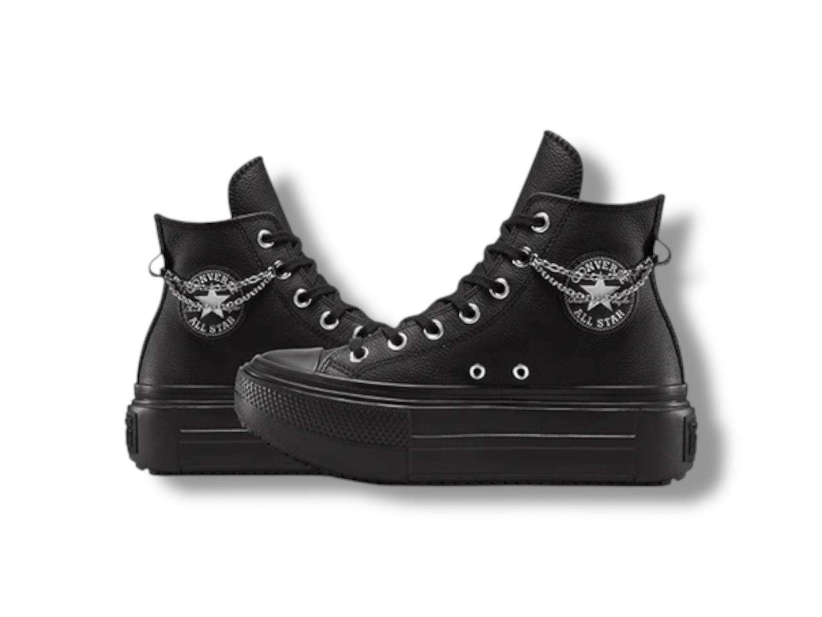 converse all star sneaker donna chuck taylor lift double stack platform chains black silver a15165c 3 converse all star sneaker donna chuck taylor lift double stack platform chains black silver a15165c