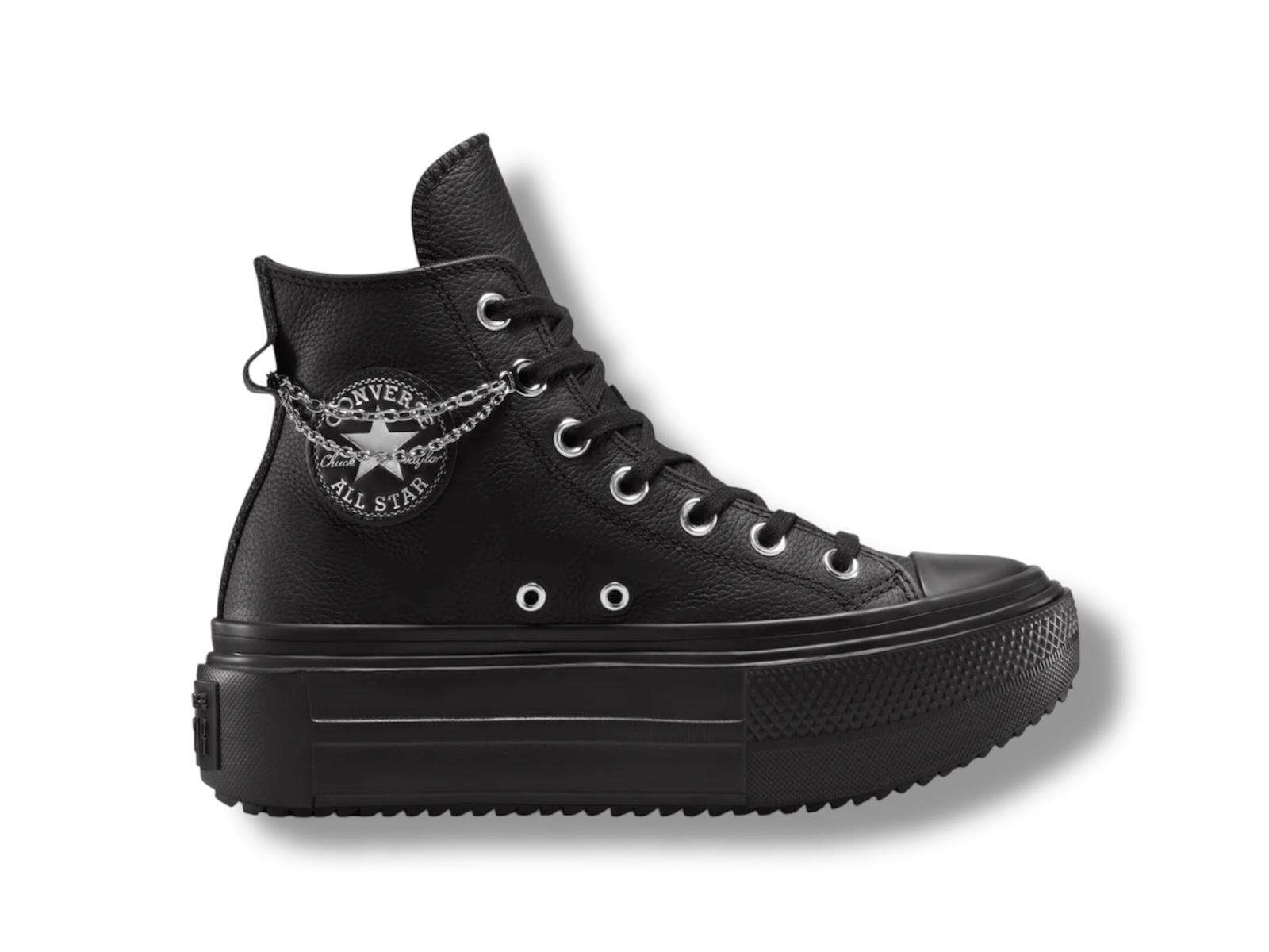 converse all star sneaker donna chuck taylor lift double stack platform chains black silver a15165c converse all star sneaker donna chuck taylor lift double stack platform chains black silver a15165c