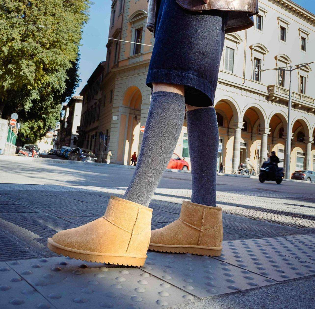 z colors of california stivaletto donna con fodera montone e zeppa interna ywed51 inner wedge boot tan