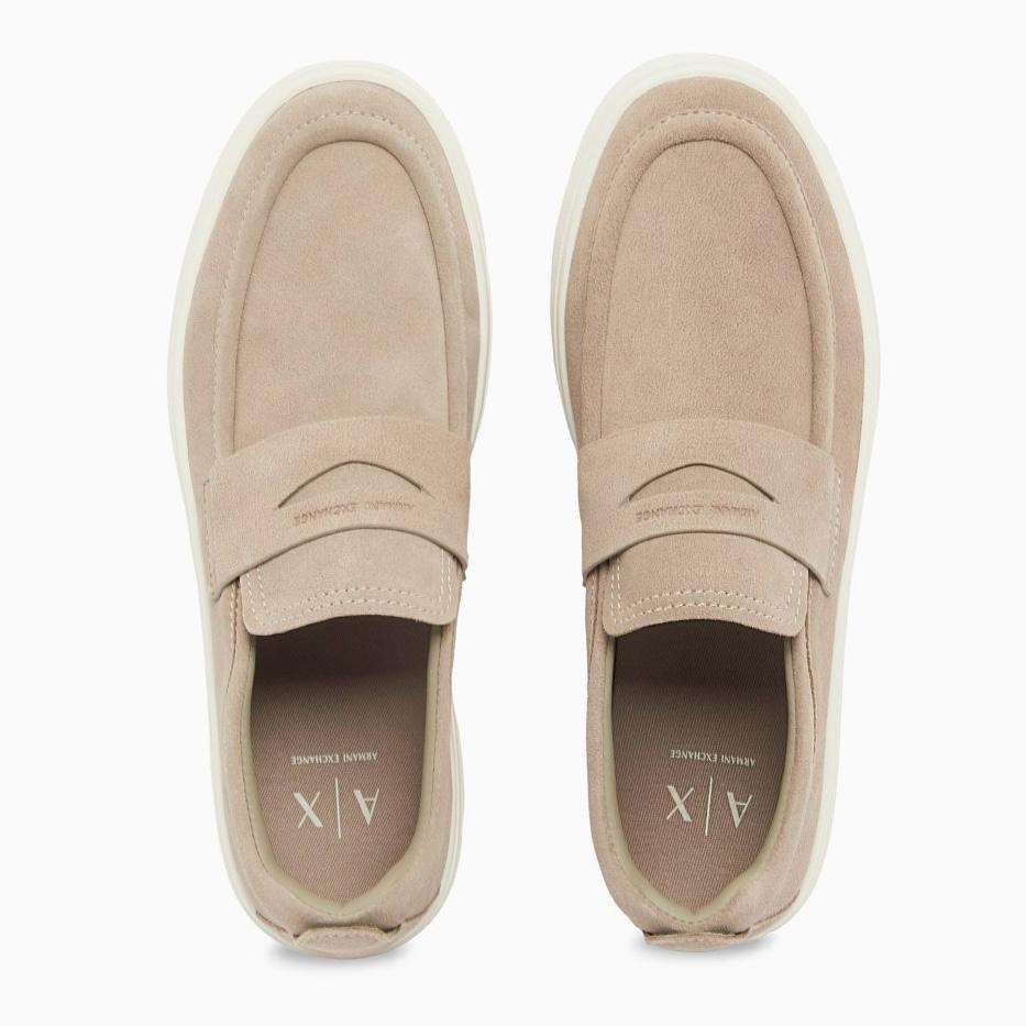 armani exchange mocassino uomo in suede beige earth xm002632af19687z1030 2 armani exchange mocassino uomo in suede beige earth xm002632af19687z1030